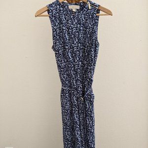 MICHAEL KORS blue floral belted jumpsuit